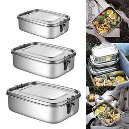 Lunch Box Food Grade Stainless Steel Anti-Leak Bento Box Strong Tightness For Storing Various Fruits Snacks 1000/1200/1400ML 211108