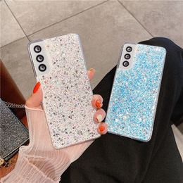 Soft Silicone Glitter Phone Cases For Samsung S21 Ultra S21 Plus S20 FE Note 20 10 Ultra A72 A52 A32 A12 A71 A51 A50 Bling Cover