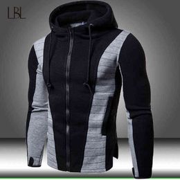 Men Casual Hoodies Sweatshirts Mens Long Sleeve Patchwork Pullover Hooded Sweatshirt Male Fashion Spring Tops 4 Colour 211217