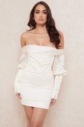 Women Summer Dress Sexy Off the Shoulder Strapless Waist Fold Dress Celebrity Club Nightclub Bodycon Party Mini Dress 210625