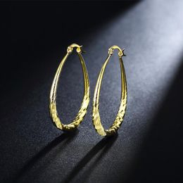Hoop & Huggie 925 Sterling Silver Gold 43mm U-Shaped Earrings For Women Charm Engagement Wedding Party Jewellery Gift