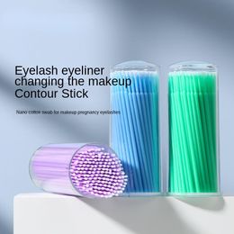 brush sticks UK - Makeup Brushes 100pcs lot Micro Make Up Eyelash Extension Disposable Eye Lash Glue Cleaning Free Applicator Sticks Tools