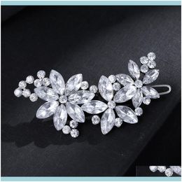 Headbands Jewelryfashion Women Lady Crystal Rhinestone Bridal Wedding Flower Grips Pins Clip Jewellery Hair Aessories Drop Delivery 2021 Qqcfn