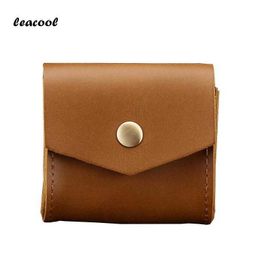 2021 Coin Purses 100% LEACOOL Genuine Leather Casual Mouse Bag Travel Portable Shockproof Digital Protective Case Pouch Box