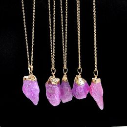 Party Favor Natural Crystal Necklace Pendant Women Fashion Jewelry Plated Multicolor Irregular Necklace Party Gift for womenT2I51791
