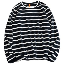 BOLUBAO Casual Men Long-Sleeved T-Shirts Men's Round Neck Bbottoming T Shirt Spring Autumn Male Loose Striped Tees Shirt Tops Y0323