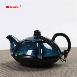 Jun kiln change glaze teapot,temmoku pot Handmade kettle kung fu Chinese tea ceremony supplies 180ml 210621