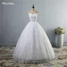 ZJ9023 2021 White/Ivory Pleat Beading Crystal Ball Wedding Dress Bride Gowns Stock US Size 2-26