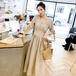 Women Clothing Long Sleeve Maxi Dress Oversized Kaftan Shirt Dress Plus Summer 210325