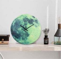 Wall Clocks 30 Cm Moon Luminous Clock 2021 Arrival S MDF Wood Circular Quartz Home Decor Bedroom Decoration Gifts