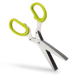 Vegetable Tools Stainless Steel Cooking Kitchen Accessories Knives 5 Layers Scissors Sushi Shredded Scallion Cut Herb Spices Scissor RH3206