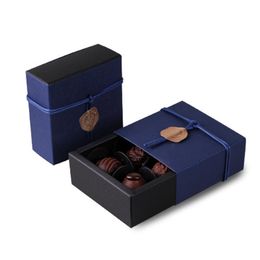 9*9*3.5CM deep sapphire blue 10 set Chocolate Paper Box valentine's day Christmas Birthday Party Gifts Packing Storage Boxes 210325