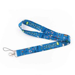 10pcs/lot J2796 Cartoon Science Keys Phone Anime Neck Strap Keychain Lanyard Badge Holder For Teacher