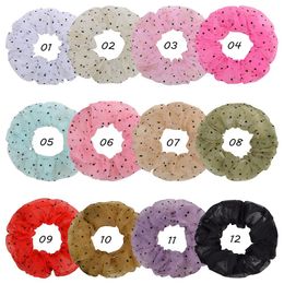 Hot Cute 12 Colours New INS Girls Gauzy Polka Dot Scrunchies Elastic Hairbands Big Ponytail Holder Hair Bands Women Hair Accessories