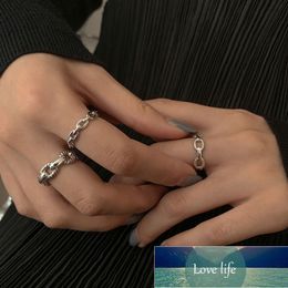 925 Sterling Silver Lock Chain Rings For Women Men Simple Adjustable Ring Jewelry Gift