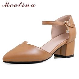 Meotina Shoes Women Two-Piece High Heels Pumps Pointed Toe Block Heel Dress Female Footwear Summer Black Yellow Large Size 43 210608