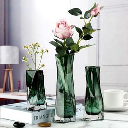 glass dining tables Canada - Vases Multi-angle Hammer Pattern Vase Glass Bottle Flower Arrangement Hydroponic Dining Table Living Room Decoration Ornaments Artware