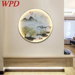 Wall Lamps Modern Landscape Painting LED Sconces Round Light Creative For Home Bedside