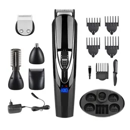 Electric Shaver Professional Waterproof 5 In 1 Men Hair Trimmer LCD Display Electric Hair Clipper Dual Charging Hair Cutter Machine+Charge B