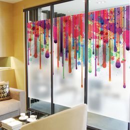Window Stickers Colourful Graffiti Electrostatic Frosted Glass Opaque Office Sliding Door Film