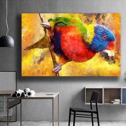 Wall Decor Abstract Colorful Parrots Modern Canvas Painting Bird Pictures For Living Room Art Posters and Prints Unframed