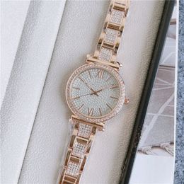 Brand Watches Beautiful Women Girl Crystal Style Dial Steel Metal Band Quartz Wrist Watch Clock M123