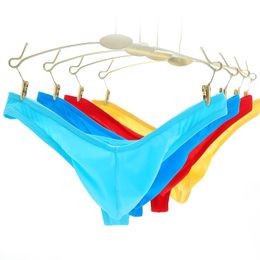 Boys Sexy Gstrings Low Waist Ice Silk men's g-strings Solid Mens Breathable Summer Underwear For Men 1400