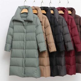 Winter Women's Down Coat Padded Warm Thick Long Puffer Jacket Casual Parkas Woman Ultra Light Female Overcoat Clothing 211013