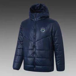 21-22 Auckland City FC Men's Down hoodie jacket winter leisure sport coat full zipper sports Outdoor Warm Sweatshirt LOGO Custom