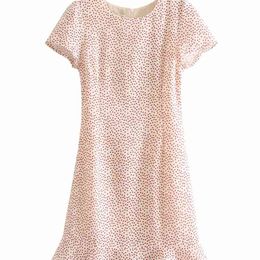 Women Fashion Polka Dot Ruffles Mini Dresses Casual Female O-Neck Short Sleeve Girls Chic Vestidos 210531
