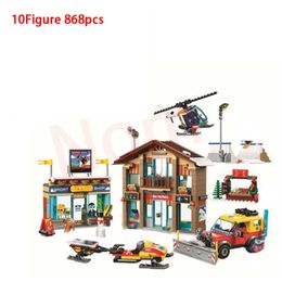 New City Series Ski Resort Model Building Block Brick Toys For Children Christmas gift compatible 60233 60203 60231 60232 X0902