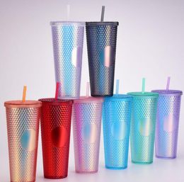 Cold Cup Godness 24oz 710ml Double Wall Matte Plastic Tumbler Coffee Mug With Straw Reusable Clear Drinking SN3226