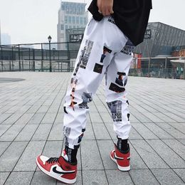 Hip hop Pants Men Loose Joggers Print Streetwear Harem Pants Clothes Ankle length Trousers X0723