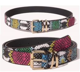 Belts Colourful Snake Belt Women's Style Pin Buckle High Quality Leather For Women Luxury Fashion Waist