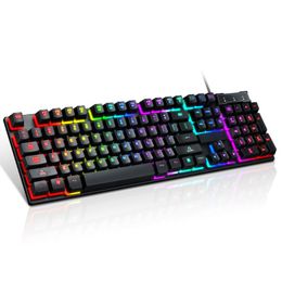 USB Wired Gaming Keyboard 104 Key Mechanical Feeling Gamer Keyboard for Computer Wholesale