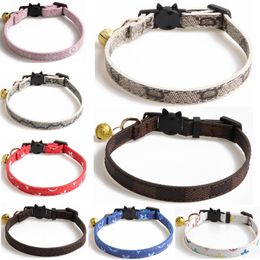 8 Colours Fashion Luxurious Cat Dog Collar Breakaway with Bell Adjustable Safety Kitty Kitten Set Small Designer Dogs Pet Collars Party Vacation Pink