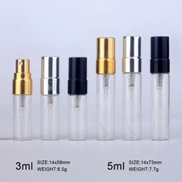 3ml 5ml Empty Sample Spray Bottle Portable Transparet Glass Perfume Bottles Atomizer Container Travel Parfum Women Perfum 100PCS/Lot