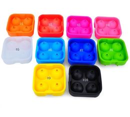 Ice Cube Ball Silicone 4 Hole Drinking Wine Tray Brick Round Maker Mold Sphere Mould Party Bar Silicone Ice Hockey Maker #82