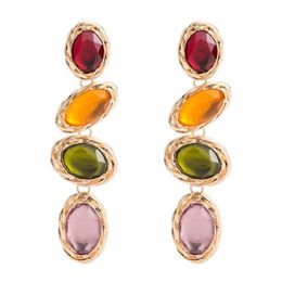 Exaggerate Dangle Earrings Alloy Colorful Stone Acrylic Crystal Earring For Women Fashion Bohemian Party Jewelry