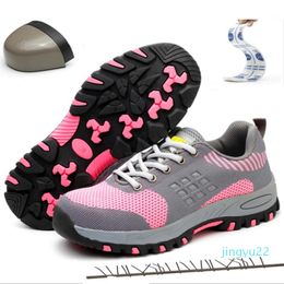 Boots 2021 Mesh Breathable Steel Toe Cap Women Work Safety Outdoor Non-slip Trekking Gym Climbing Rock Sneakers