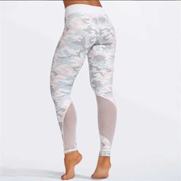 Women camouflag Fitness Clothing Suit Two Piece Sportswear Vest Pants Suits Crop Top Skinny mesh Legging Tracksuit Y0625