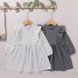 Spring Kids Girl Long Sleeve Wave Point Dress Infant Baby born Sweet Clothes 210429