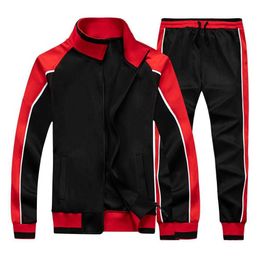 Men's Sportswear Casual Spring Tracksuit Men Two Pieces Sets Stand Collar Jackets Sweatshirt Pants Joggers Track Suit Running Y0831