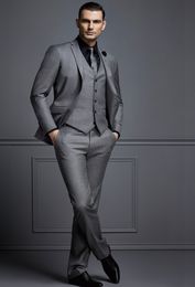 Handsome Grey Suits For Men Fashion Groom Suit Wedding Tuxedos Buy Again My Orders Traje de tres piezas para hombres FATO de Mens (Jacket+Vest+Pants) HY6004