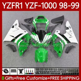Motorcycle Body For YAMAHA YZF-R1 YZF-1000 YZF R 1 1000 CC 98-01 Green white Bodywork 82No.45 YZF R1 1000CC YZFR1 98 99 00 01 YZF1000 1998 1999 2000 2001 OEM Fairings Kit