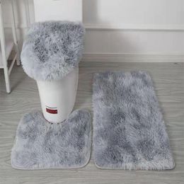 Tappeti 3pcs/set tappetino da bagno set tie-dye vasca non slittata wc rettangolo a forma di bagno a forma di U e coperchio del coperchio morbido
