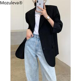 Mozuleva Loose Outerwear Women Suit Jacket Spring Summer Female Jacke Elegant Chic Single-breasted oversize Blazer 211019