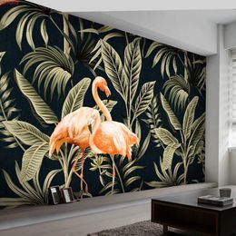 Custom Photo 3D Tropical Plants Flamingo Leaf Large Mural Wall Papers Home Decor For Living Room Bedroom Backdrop Paintinggood quatity