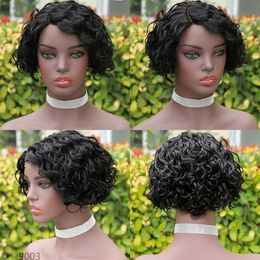 Short Curly Human Hair Bob Wig 150% T Part Pixie Cut Brazilian Virgin Glueless Lace Front Wigs Natural Hairline For Black Women