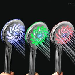 Bath Accessory Set LED Shower Head Digital Temperature Control Three Colour Button Type Pressurisation Hand-held